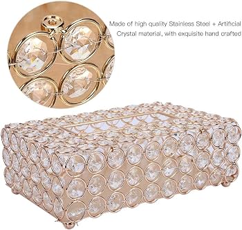 Tissue Box Holder with Crystal