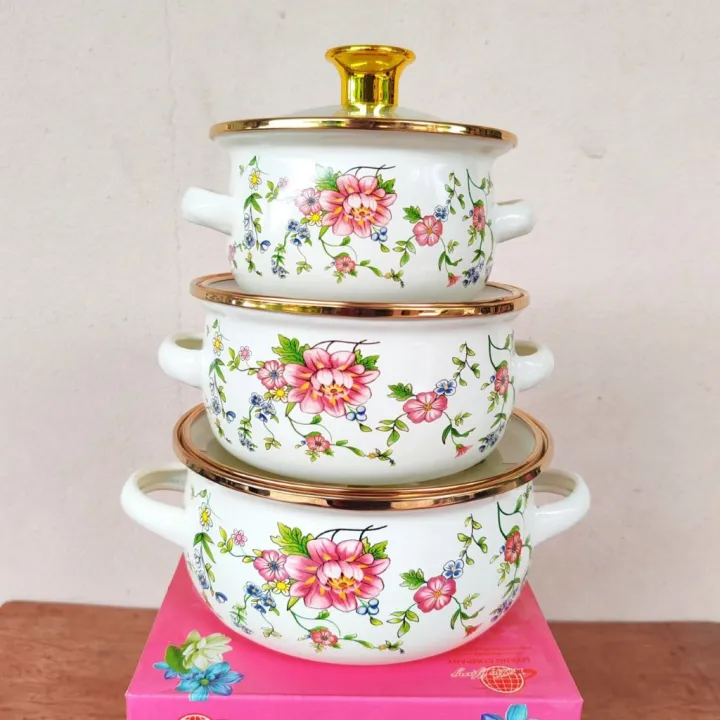 Chinese Style Soup Pot Enamel Pot Set 6pcs