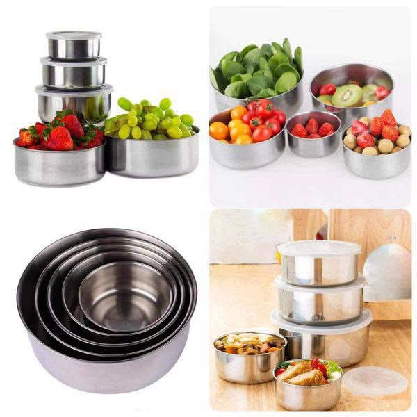 This 5-piece stainless steel storage bowl set