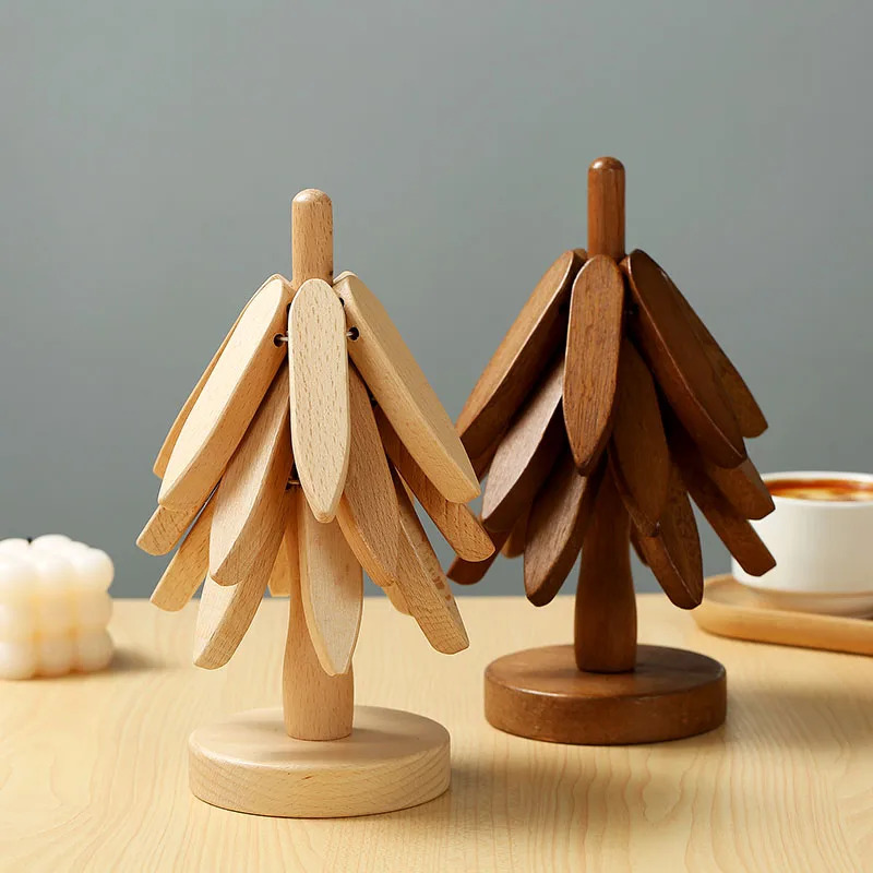 Tree Design Stand Wooden Trivets Decorative Anti Scald Heat Resistant Table Mat